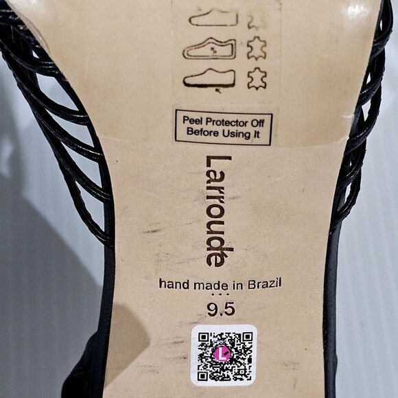 Larroude Valerie Slingback Knotted Sandal Stiletto Black Leather Size 9.5 NWOT - Picture 12 of 13